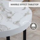 HOMCOM Round Side Table With Metal Legs, Modern End Table For Living Room White