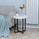 HOMCOM Round Side Table With Metal Legs, Modern End Table For Living Room White