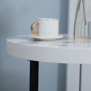 HOMCOM Round Side Table With Metal Legs, Modern End Table For Living Room White