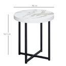 HOMCOM Round Side Table With Metal Legs, Modern End Table For Living Room White