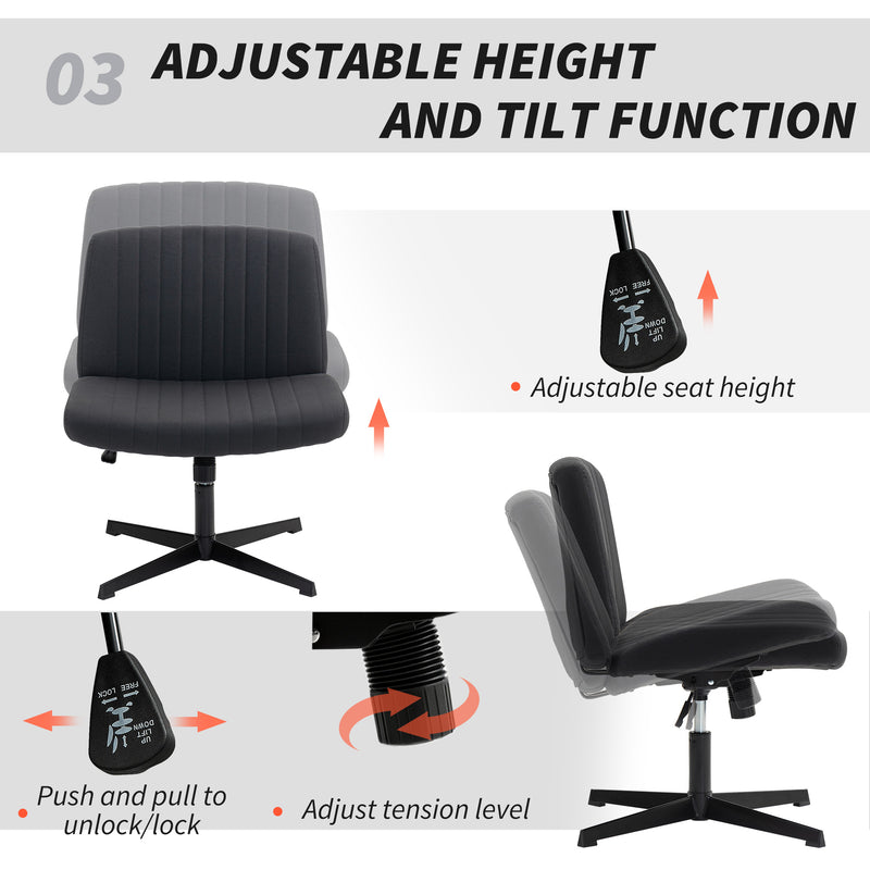 HOMCOM Linen Criss Cross Legged Office Chair with Tilt Function
