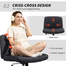 HOMCOM Linen Criss Cross Legged Office Chair with Tilt Function