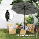 Outsunny Garden Parasol, Outdoor Umbrella With Tilt Function, Grey