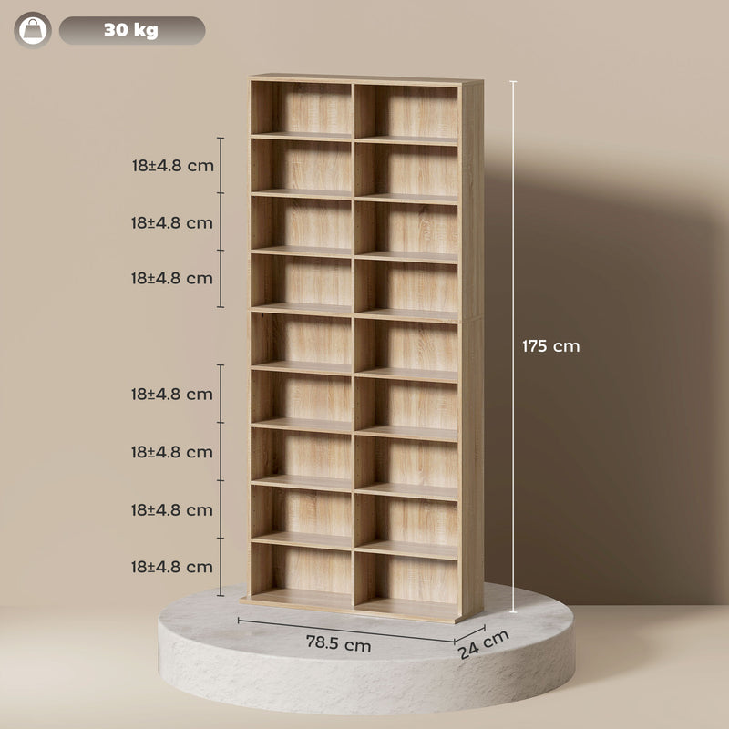 HOMCOM 640 CD Storage Unit 360 DVD Storage Tower W/ 18 Compartments
