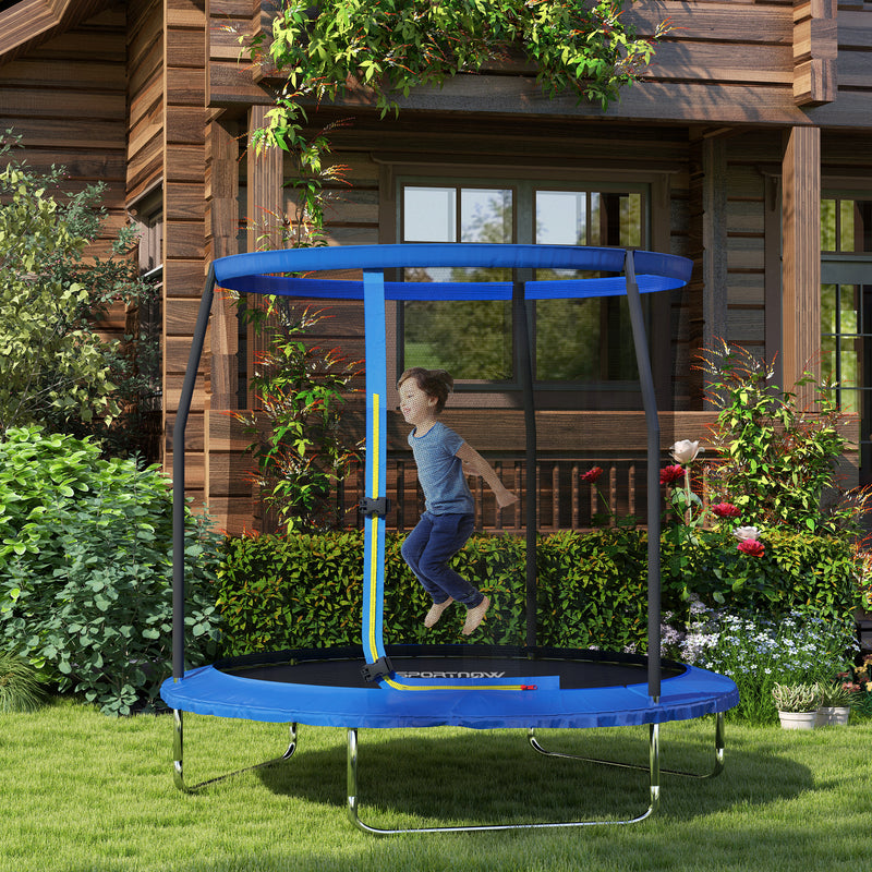 SPORTNOW Outdoor Trampoline with Safety Enclosure Net, Blue