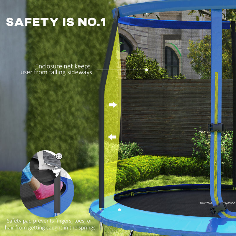 SPORTNOW Outdoor Trampoline with Safety Enclosure Net, Blue