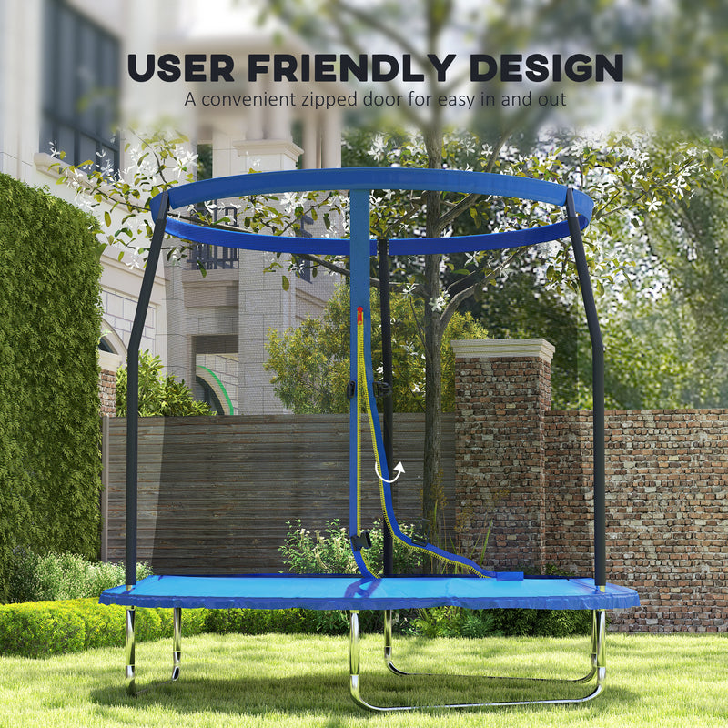 SPORTNOW Outdoor Trampoline with Safety Enclosure Net, Blue