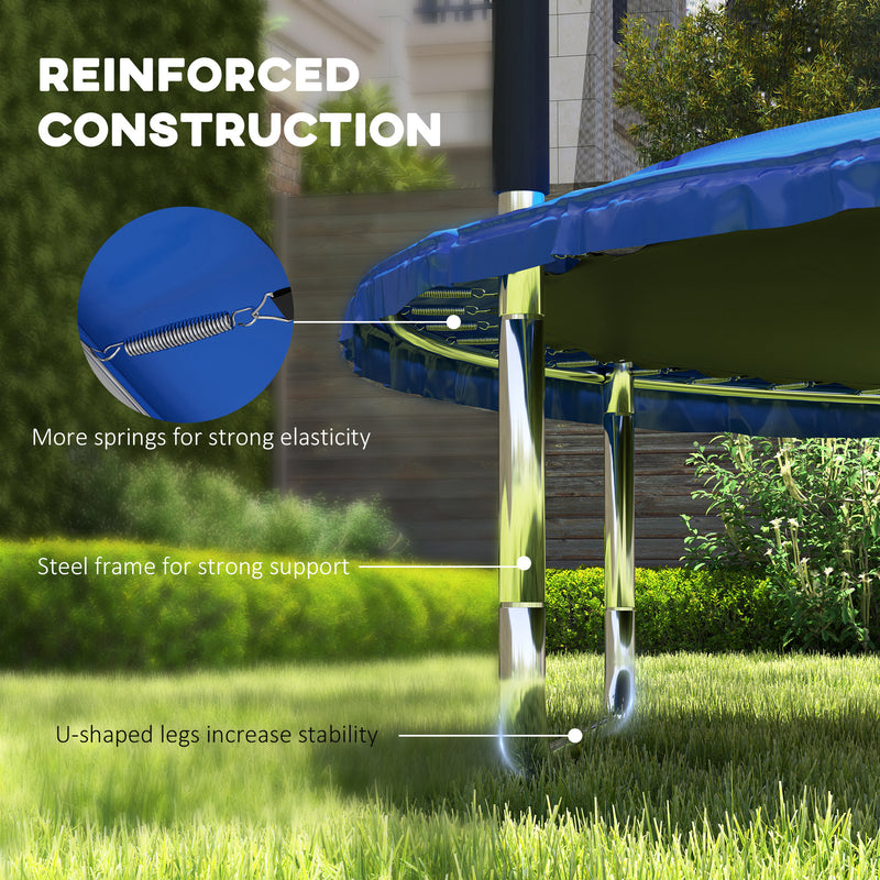 SPORTNOW Outdoor Trampoline with Safety Enclosure Net, Blue