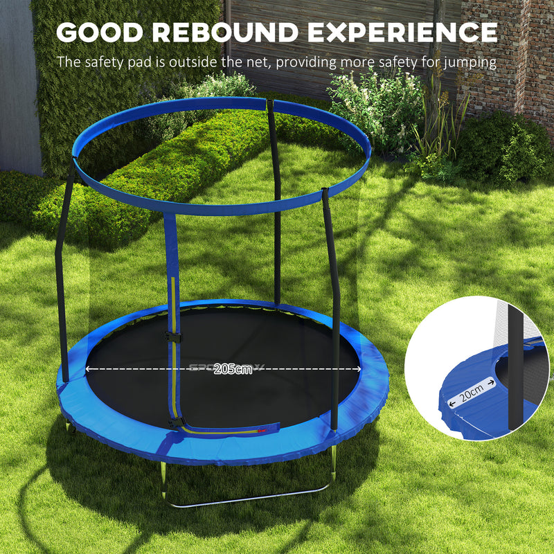 SPORTNOW Outdoor Trampoline with Safety Enclosure Net, Blue