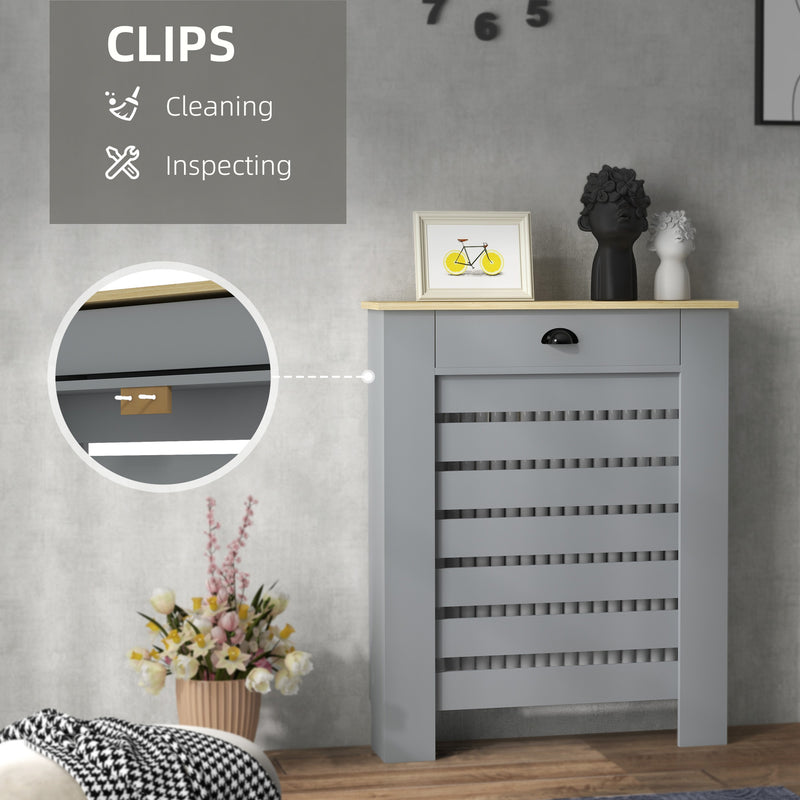 HOMCOM Radiator Cover with Drawer, Horizontal Slat