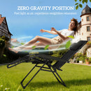 Outsunny Zero Gravity Chairs Set of 2 with Cup Holder, Headrest, Black
