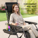 Outsunny Zero Gravity Chairs Set of 2 with Cup Holder, Headrest, Black