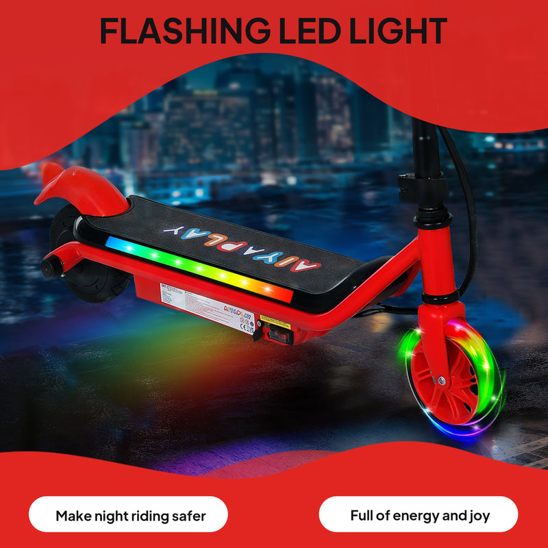 AIYAPLAY Electric Scooter for 6-14 with Dual Brakes & Colourful Light