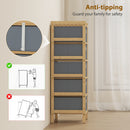 HOMCOM Chest of Drawers, 5 Drawers Dresser with Bamboo Frame, Light Grey