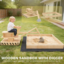 AIYAPLAY Wooden Sandbox With Digger 360° Swivel Seat