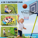 AIYAPLAY 4-in-1 Kids Swing Set With Swing, Basketball Hoop, Football Goal
