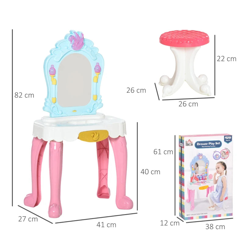 HOMCOM Dressing Table Set with Accessories - Pink