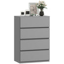 HOMCOM Bedroom Chest of Drawers, 4 Drawers Dresser, Drawer Unit, Grey