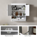 HOMCOM Bathroom Cabinet Wall Mounted with Adjustable Shelf, White