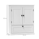 HOMCOM Bathroom Cabinet Wall Mounted with Adjustable Shelf, White