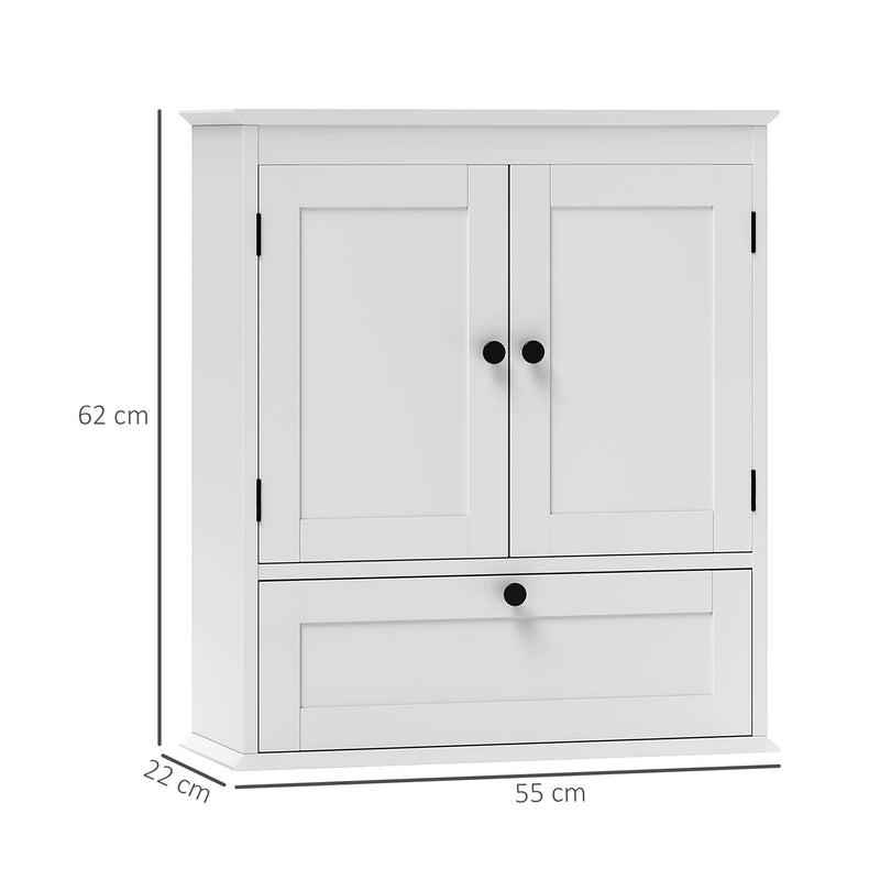 HOMCOM Bathroom Cabinet Wall Mounted with Adjustable Shelf, White