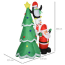 HOMCOM 2.43m Inflatable Christmas Tree & Santa Decoration w/ Flashing LED Lights