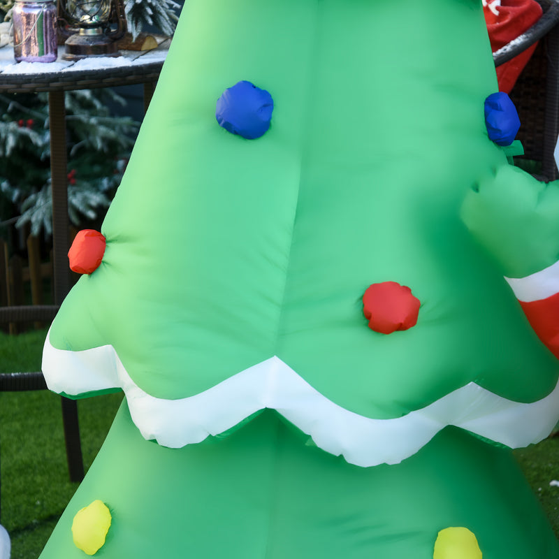 HOMCOM 2.43m Inflatable Christmas Tree & Santa Decoration w/ Flashing LED Lights