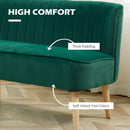 HOMCOM Velvet-Feel Double Sofa w/ Wood Frame Foam Padding High Back, Green