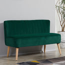 HOMCOM Velvet-Feel Double Sofa w/ Wood Frame Foam Padding High Back, Green