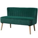 HOMCOM Velvet-Feel Double Sofa w/ Wood Frame Foam Padding High Back, Green