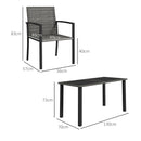 Outsunny Rattan Garden Furniture for 4, Dining Table and Chairs, Grey