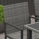Outsunny Rattan Garden Furniture for 4, Dining Table and Chairs, Grey
