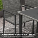Outsunny Rattan Garden Furniture for 4, Dining Table and Chairs, Grey