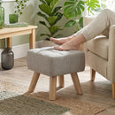 HOMCOM Modern Footstool, Fabric Foot Rest with Rubber Wood Legs, Brown