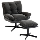 HOMCOM Accent Chair With Footstool, Modern Swivel Lounge Chair, Dark Grey