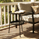 Outsunny Patio Side Table, 2-Tier Round Coffee End Table, Black