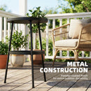 Outsunny Patio Side Table, 2-Tier Round Coffee End Table, Black