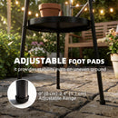 Outsunny Patio Side Table, 2-Tier Round Coffee End Table, Black