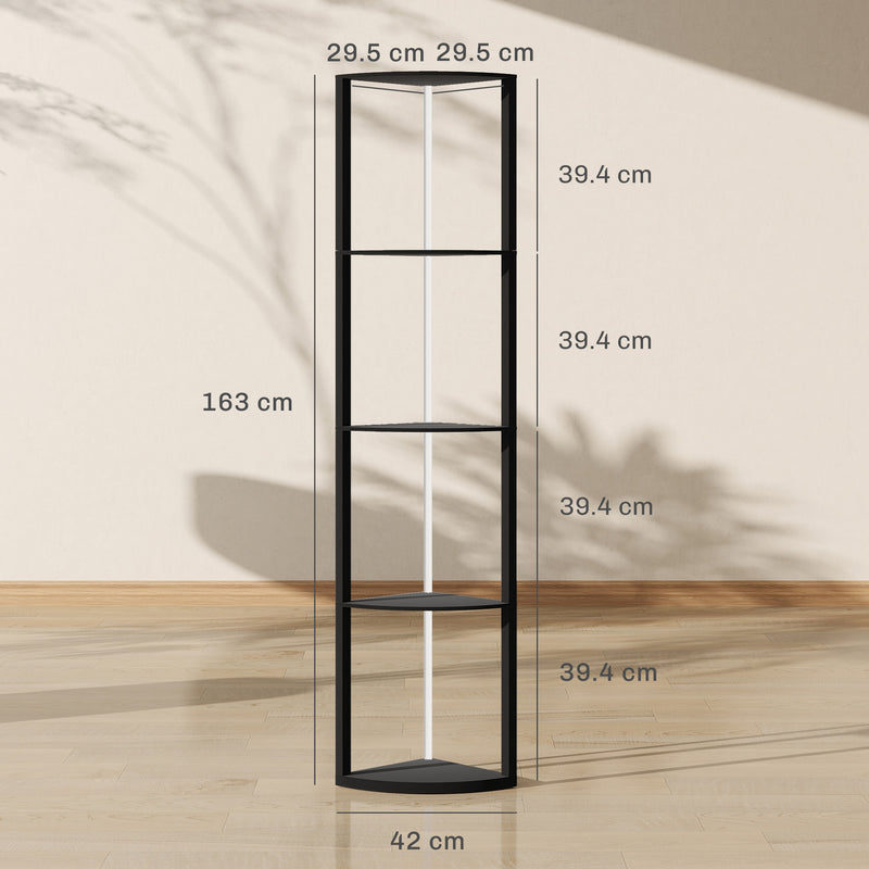 HOMCOM RGB LED Floor Lamp with Shelves and Remote Control for Living Room