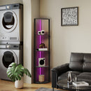 HOMCOM RGB LED Floor Lamp with Shelves and Remote Control for Living Room