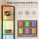HOMCOM RGB LED Floor Lamp with Shelves and Remote Control for Living Room