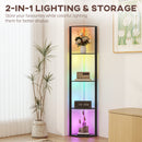 HOMCOM RGB LED Floor Lamp with Shelves and Remote Control for Living Room