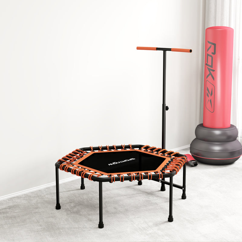 SPORTNOW 45" Fitness Trampoline with Adjustable Handle LED Lights
