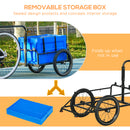 HOMCOM Bicycle Trailer With Foldable Storage Box And Pneumatic Tyres - Blue/Black
