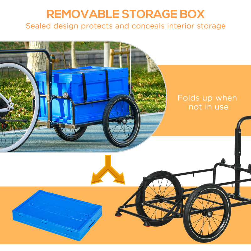 HOMCOM Bicycle Trailer with Foldable Storage Box and Pneumatic Tyres, Blue