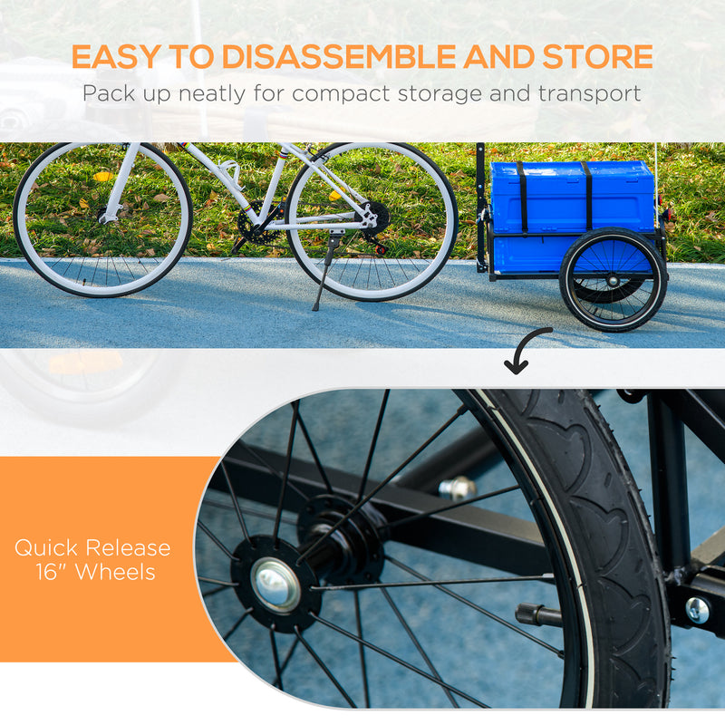 HOMCOM Bicycle Trailer with Foldable Storage Box and Pneumatic Tyres, Blue