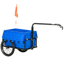HOMCOM Bicycle Trailer With Foldable Storage Box And Pneumatic Tyres - Blue/Black