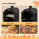 Outsunny Outdoor Pizza Oven Charcoal Grill With Rain Cover, Shelf And Wheels