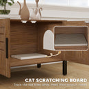 PawHut Cat Litter Box Enclosure w/ Tall Legs, Scratching Board, Dark Brown