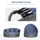 Outsunny Garden Daybed With Cushions - Grey With Grey Blue Cushions